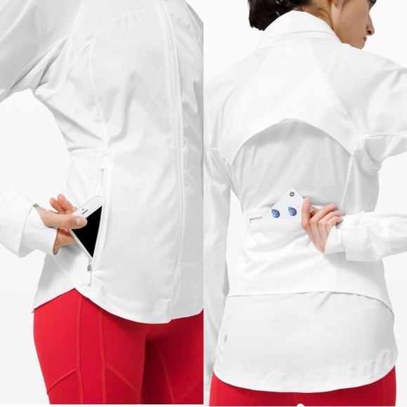 lululemon Goal Smasher Jacket Hooded White Sz 8 - Picture 4 of 16